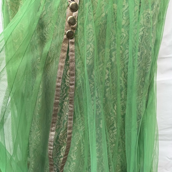 Handmade renaissance dress green overlay with black velvet size medium jun1 - Picture 4 of 8